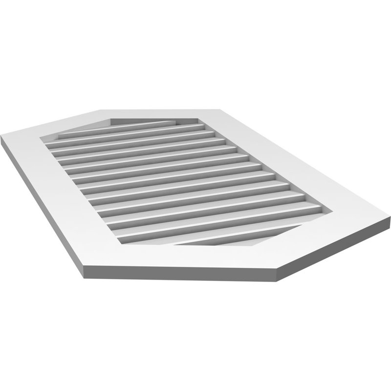 Vertical Peaked Surface Mount Signature Urethane Functional Gable Vent 5/12 Pitch, Primed Tan, 1" H x 24" W x 42" L