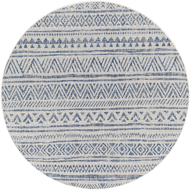 Hongming Machine Woven Denim/Navy/White Indoor/Outdoor Area Rug