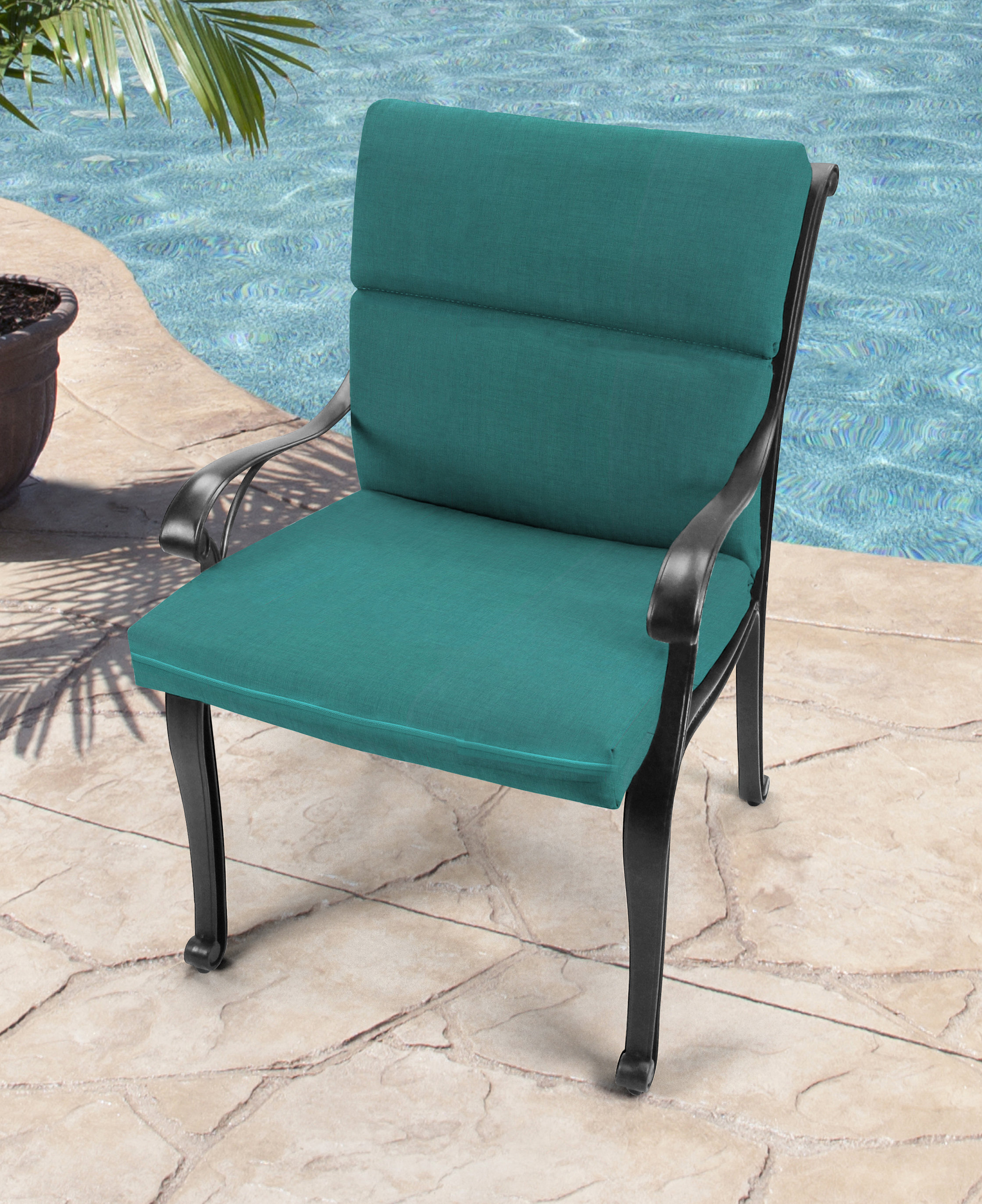 Sol 72 Outdoor™ Outdoor French Edge Dining Chair Cushion Rave Seaspray