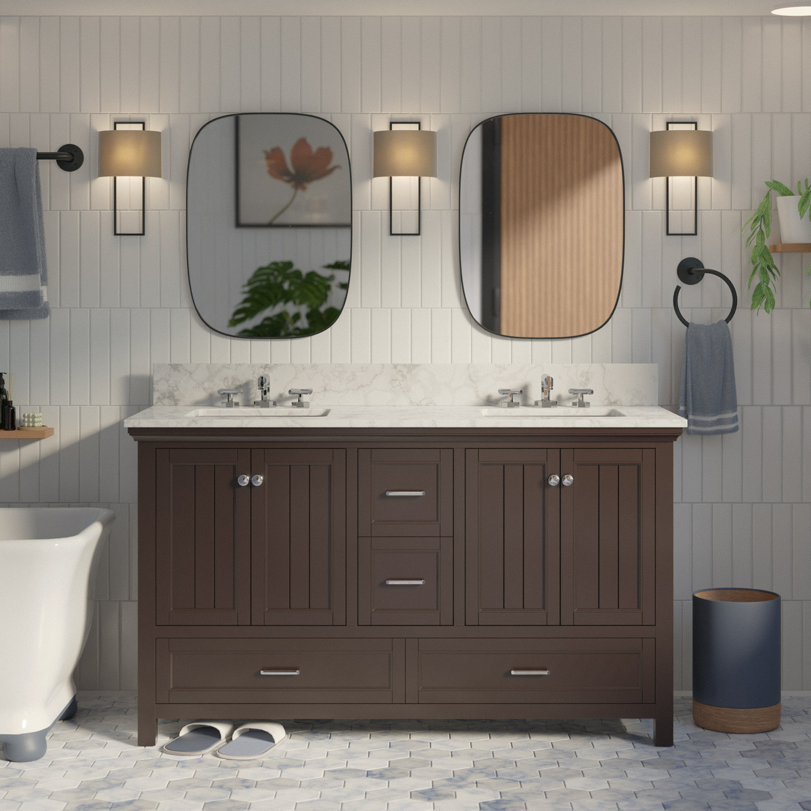 Maven 60'' Double Bathroom Vanity, Chocolate