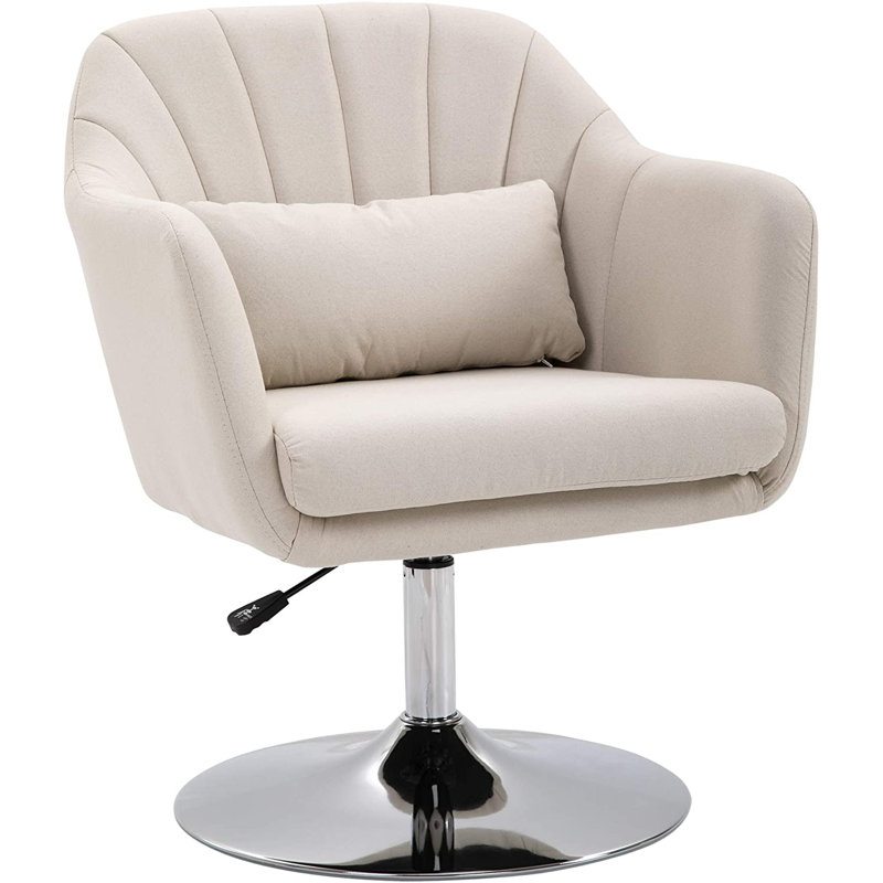 Twyman Upholstered Swivel Armchair, Cream White