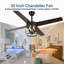 Ventilateur de plafond noir style ferme de 132 cm (52 ​​po) avec cage, 4 lumières et télécommande, ventilateur moderne avec éclairage et moteur CC silencieux réversible à 6 vitesses pour salon