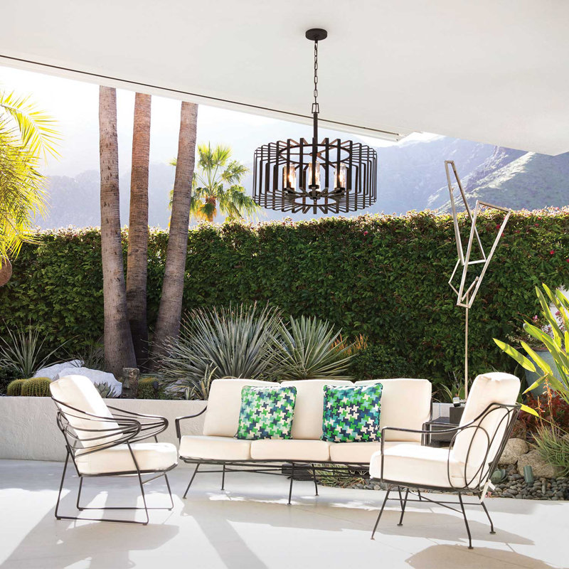 Reid Six-Light 12V Outdoor Caged Chandelier