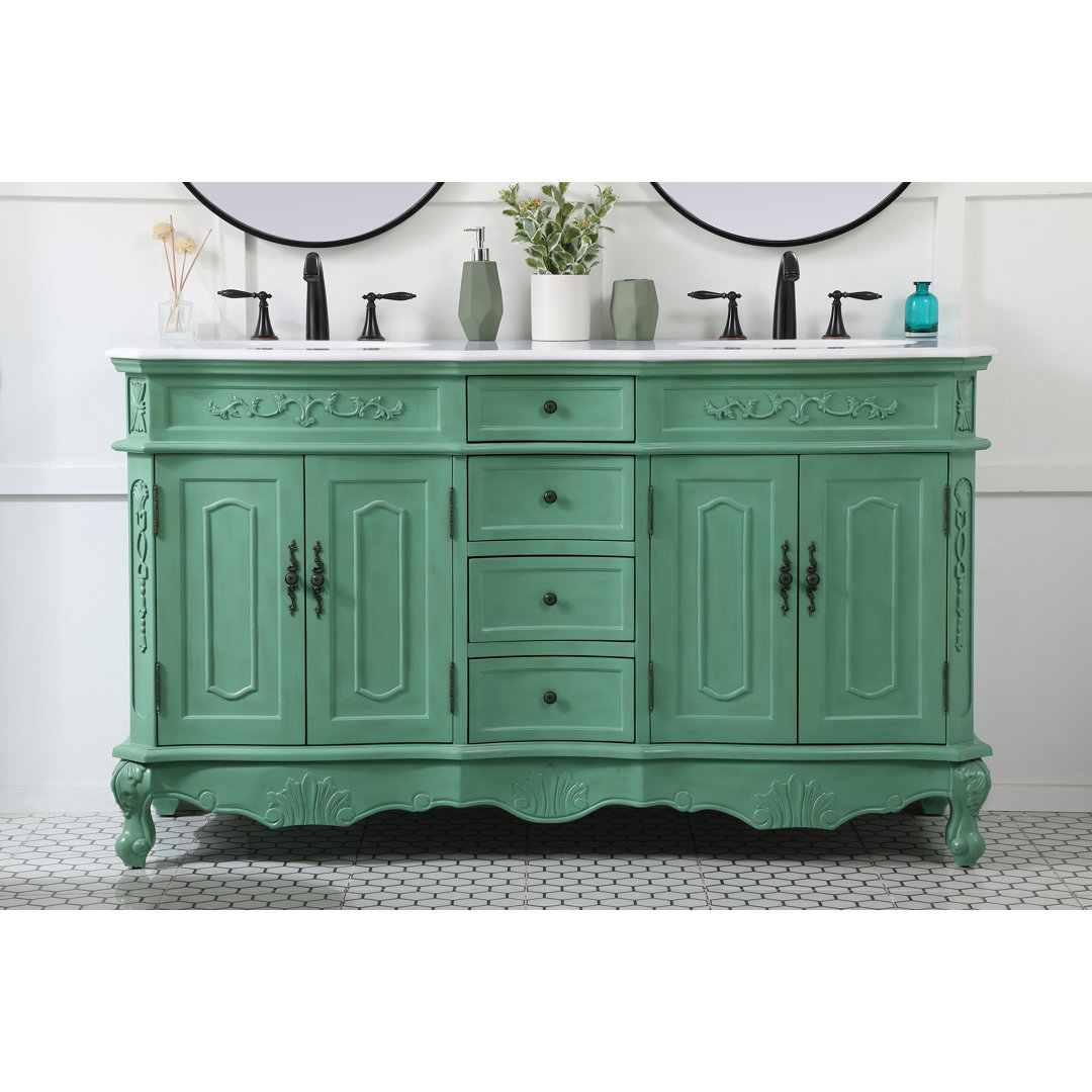Lunette 60'' Double Bathroom Vanity with Top Etta Avenue™ Base 