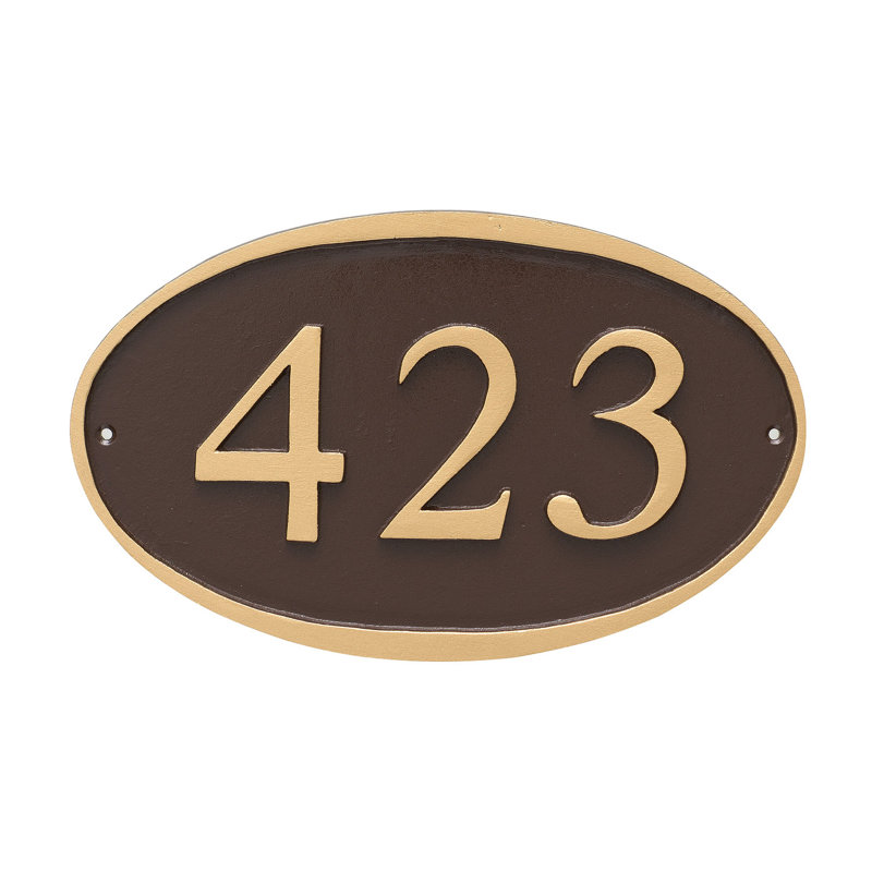 Plaque d'adresse murale sur 1 ligne Ferris, Chocolat / or