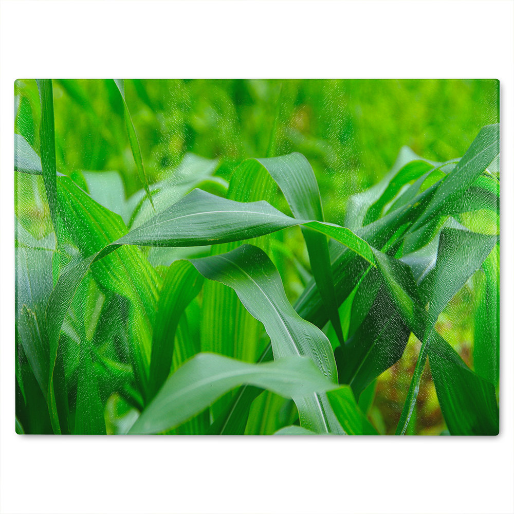 Leaves corn fields as background Designer Glass Chopping Board