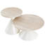 Ensemble de tables basses rondes 2 pièces, plateau de table en travertin avec base en acier, table basse multifonctionnelle à la mode-105946350
