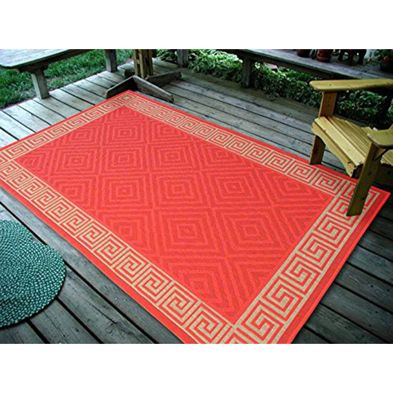 Tapis orange à motif géométrique d'intérieur et d'extérieur Crofton, Rectangle 6 pi 7 po x 9 pi 7 po
