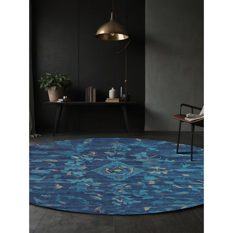 Machine Washable Gray Area Rug, Round 6'
