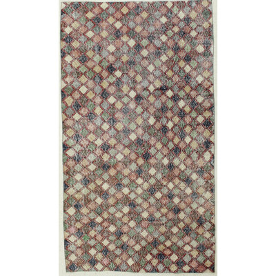 Tapis rouge / ivoire / bleu / brun noué à la main One-of-a-Kind 5 pi x 9 pi Anatolian