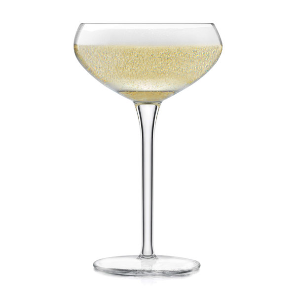 Unique Coupe Glasses | Set of 4 | 8 oz | Hand-Blown Crystal Round Martini  Glasses | Art Deco Cocktail Glasses Set for Pisco Sour, Champagne | Vintage