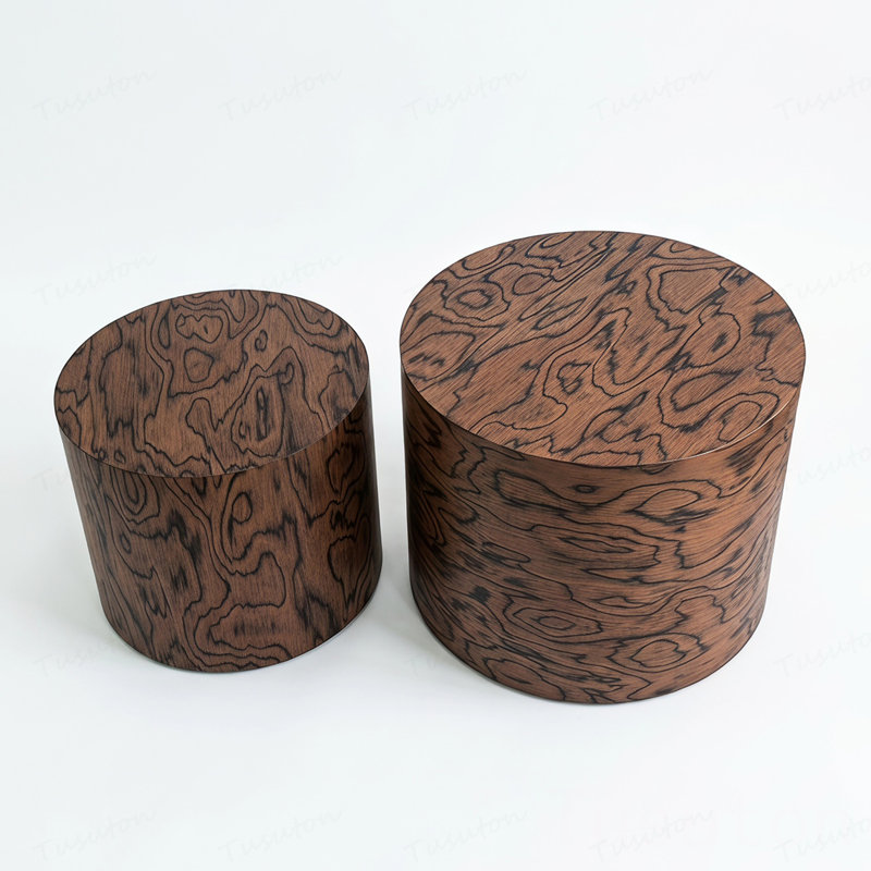 Ensemble de 2 tables basses gigognes rondes, table d'appoint en forme de souche d'arbre, sans assemblage, table d'appoint rustique à grain de tourbillon naturel pour le salon, maison de campagne Wabi-Sabi