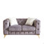 Canapé en velours de luxe 61,25 pouces avec boutons capitonnés Chesterfield avec 2 coussins et pieds en métal-1372172962-1372172966