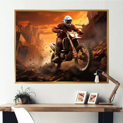 Orange et noir Dirt Bike Rider III - art mural moto