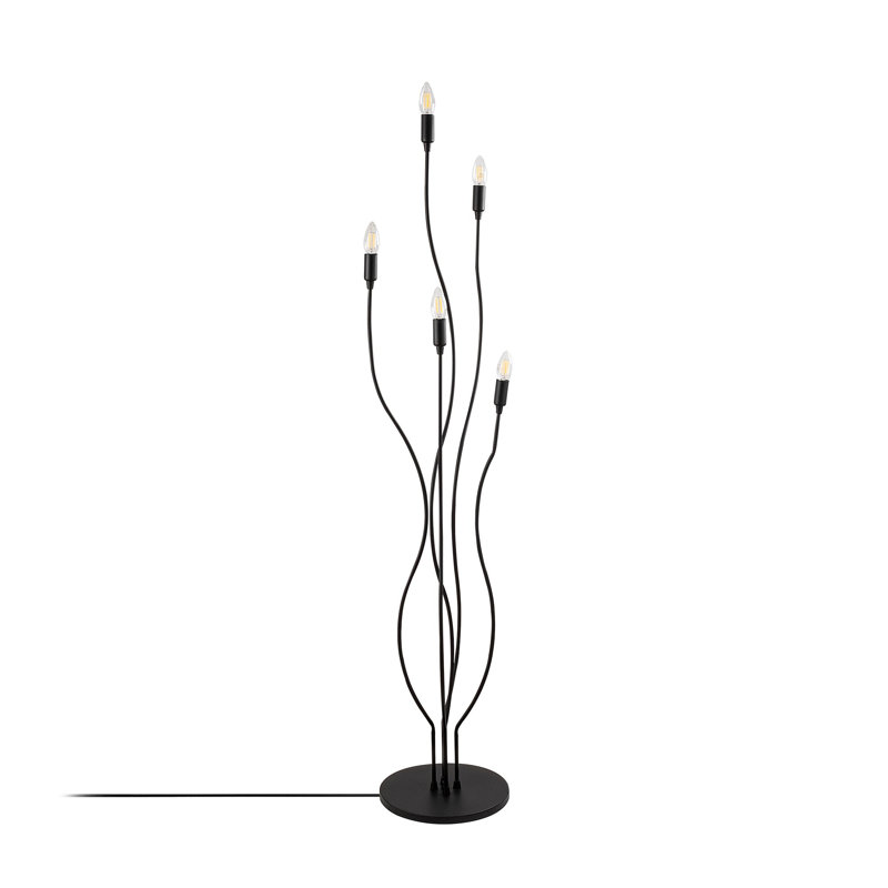 Modern Industrial Floor Lamp, Black Metal Body, 13.8 x 13.8 x 61.0 inches | 30 cm Base Plate Diameter & 0.8 in Height | 5 x E14 Socket (Max 40W) | Stylish Novelty Design for Home, Office, & Living Spaces