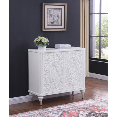 Franson 2-Door Mandala Accent Cabinet Distressed White