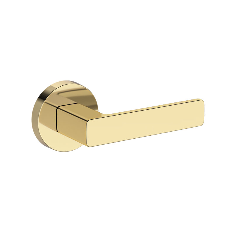 Sharpe Full Dummy Lever with Contemporary Round Rose in Satin Nickel, Unlacquered Brass