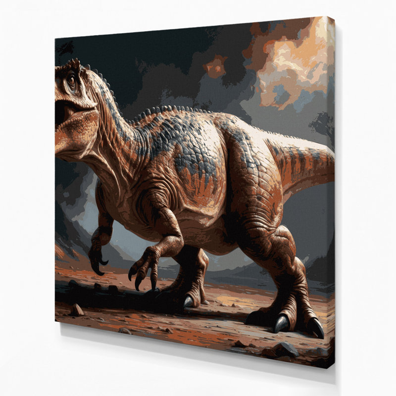 «Dinosaur Acrocanthosaurus», art mural sur toile brune, H 32 po x l 32 po