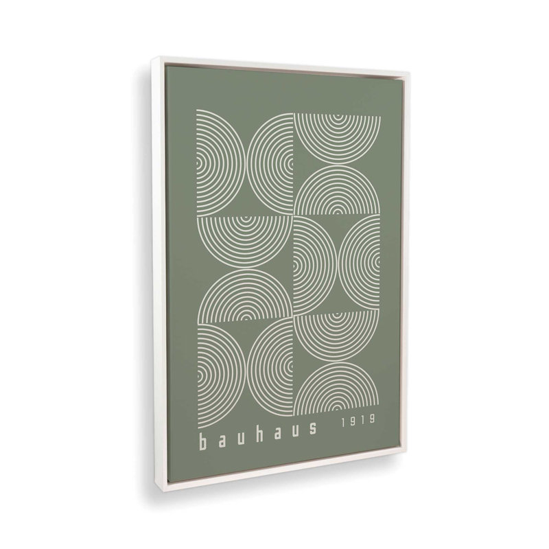 Affiche de composition Bauhaus, Cadre flottant blanc opaque, Vert, H 30,75 po x l 20,75 po