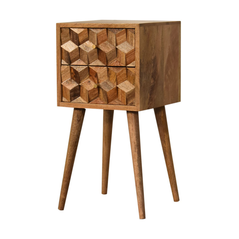 Luigi 31cm W Solid Wood Bedside Table, Brown