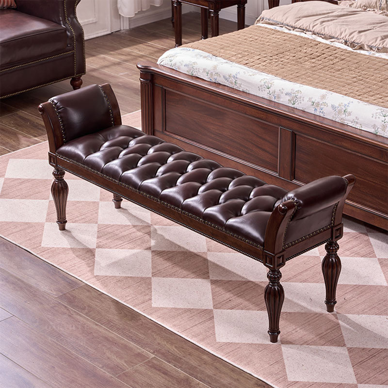 Banc en cuir massif de style rétro pour la chambre à coucher et le vestibule