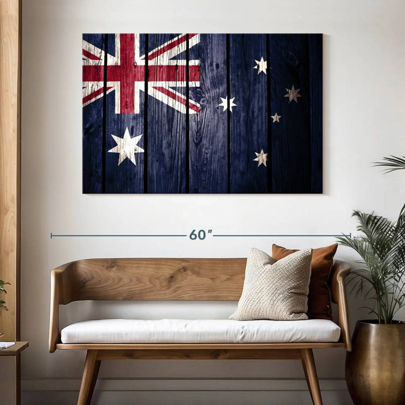 Drapeau australien Borges style bois, H 32 po x l 48 po