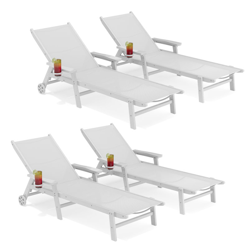 Chaise longue inclinable en PEHD, White, 1