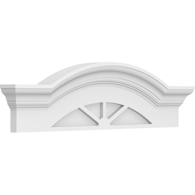 28"W x 8"H x 2-1/2"P Segment Arch W/ Flankers 3 Spoke Architectural Grade PVC Pediment