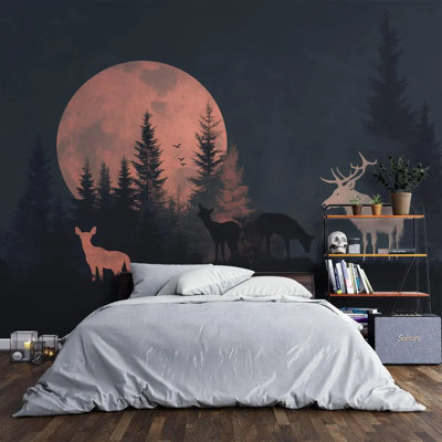 Mystic Moonlit Forest Wildlife