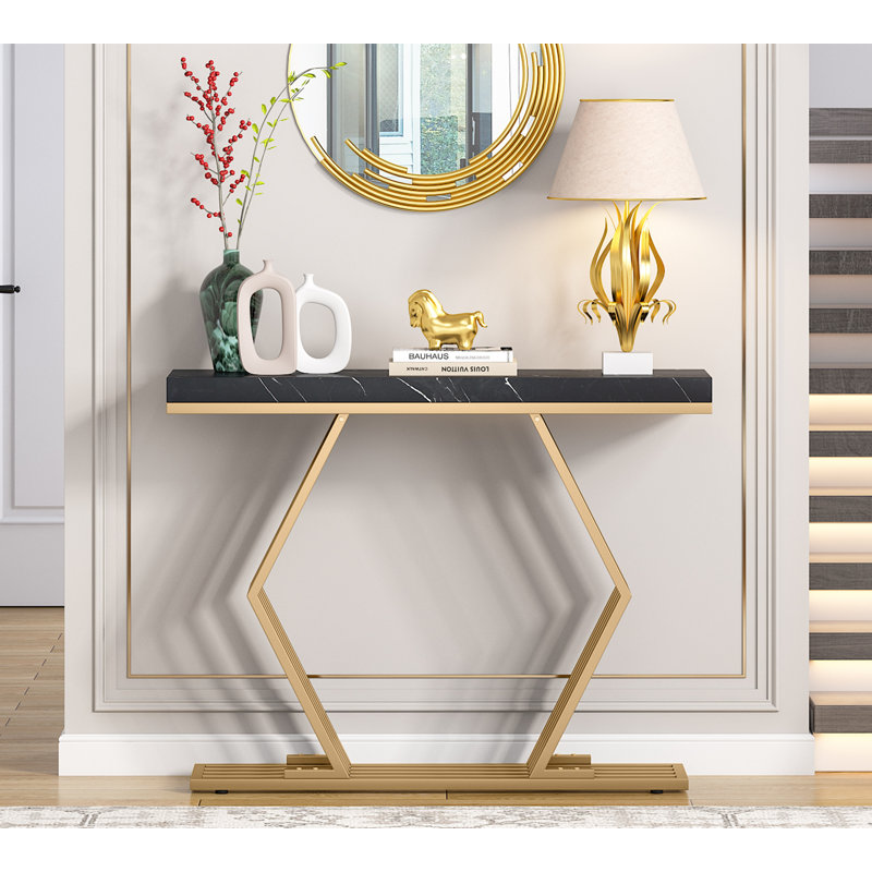 Bynes Console Table, Black, Gold