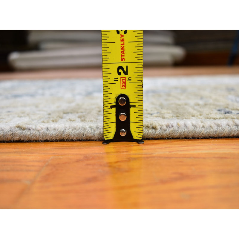Tapis de couloir unique bleu / gris noué à la main 2 pi 6 po x 12 pi 3 po Freyia