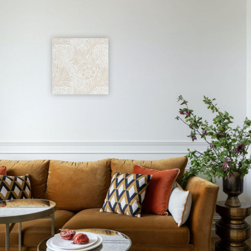 Art mural sur toile beige fleur et feuille, décoration intérieure moderne de qualité supérieure, 24 x 24 po