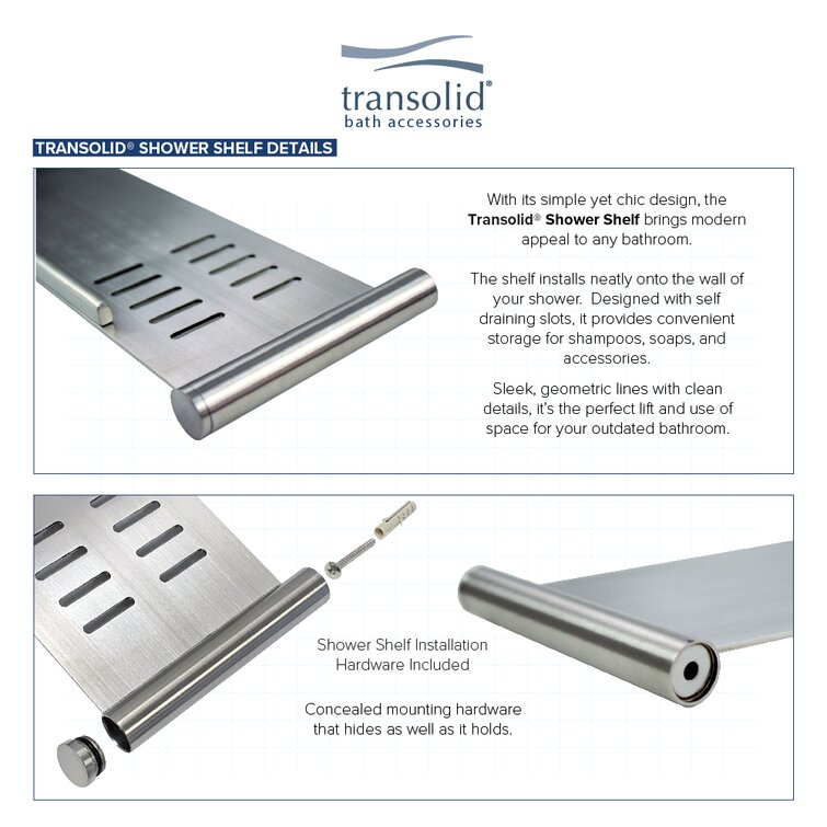 Transolid Drill / Screw Stainless Steel Shower Shelf