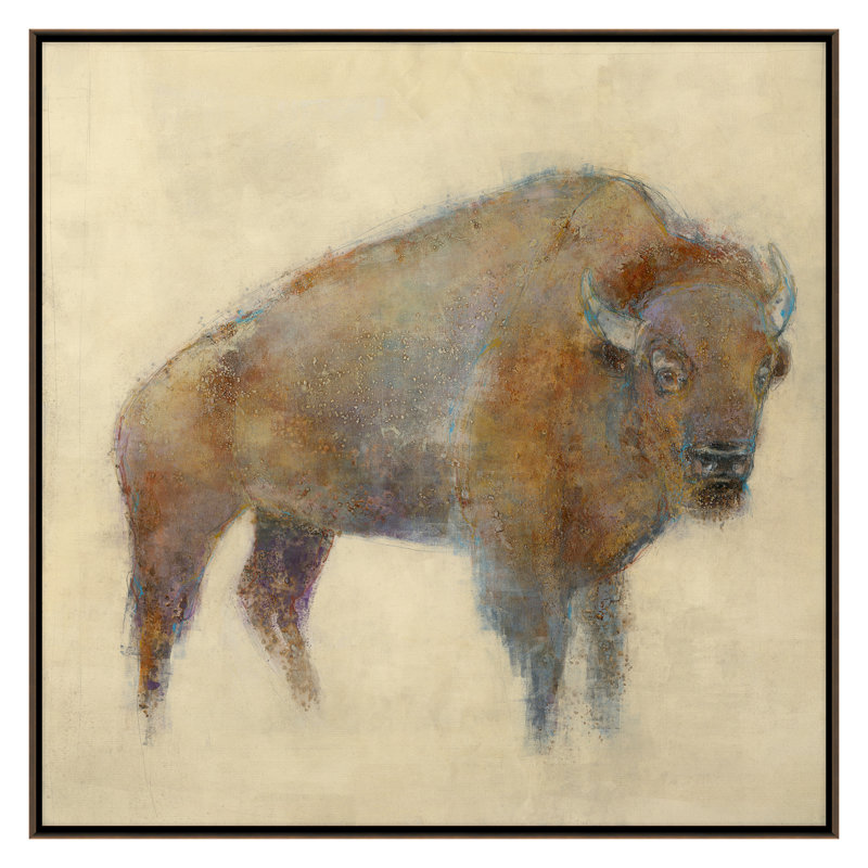Bison Print by Maeve Harris, 36" H x 36" W x 1.88" D, Bronze Framed