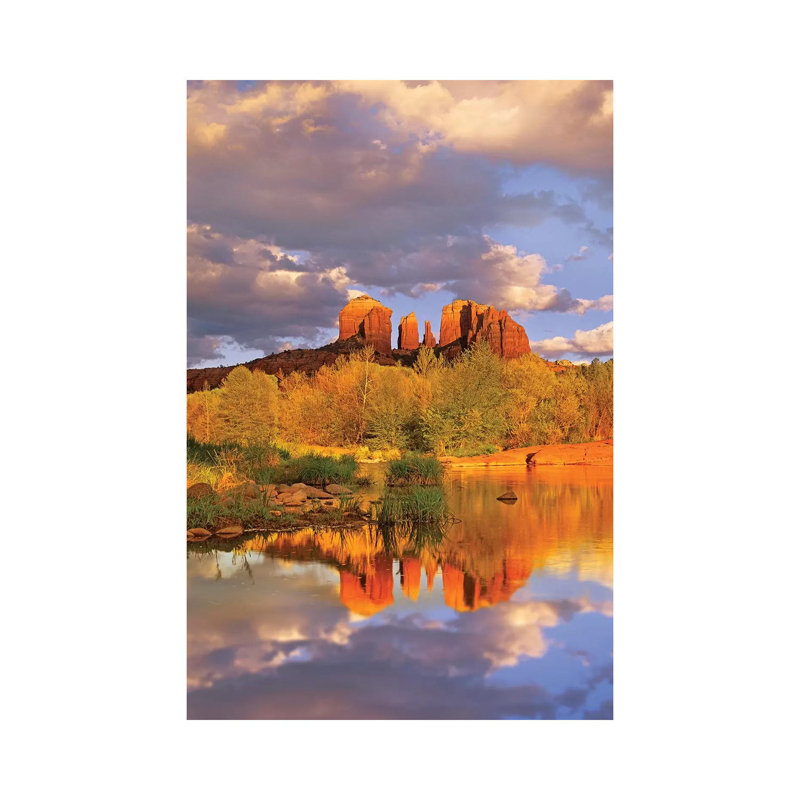 Cathedral Rock Reflected In Oak Creek At Red Rock Crossing by Tim Fitzharris - Wrapped Canvas Print, 20.32 cm H x 30.48 cm W