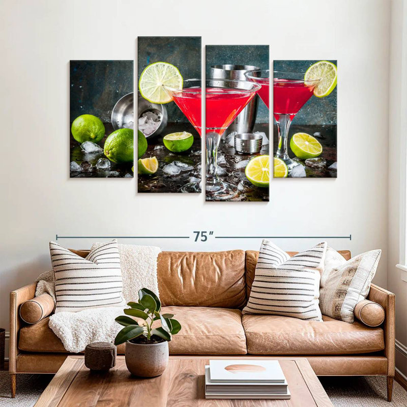 Yarlin - Martini rouge cocktails, H 42 po x l 68 po