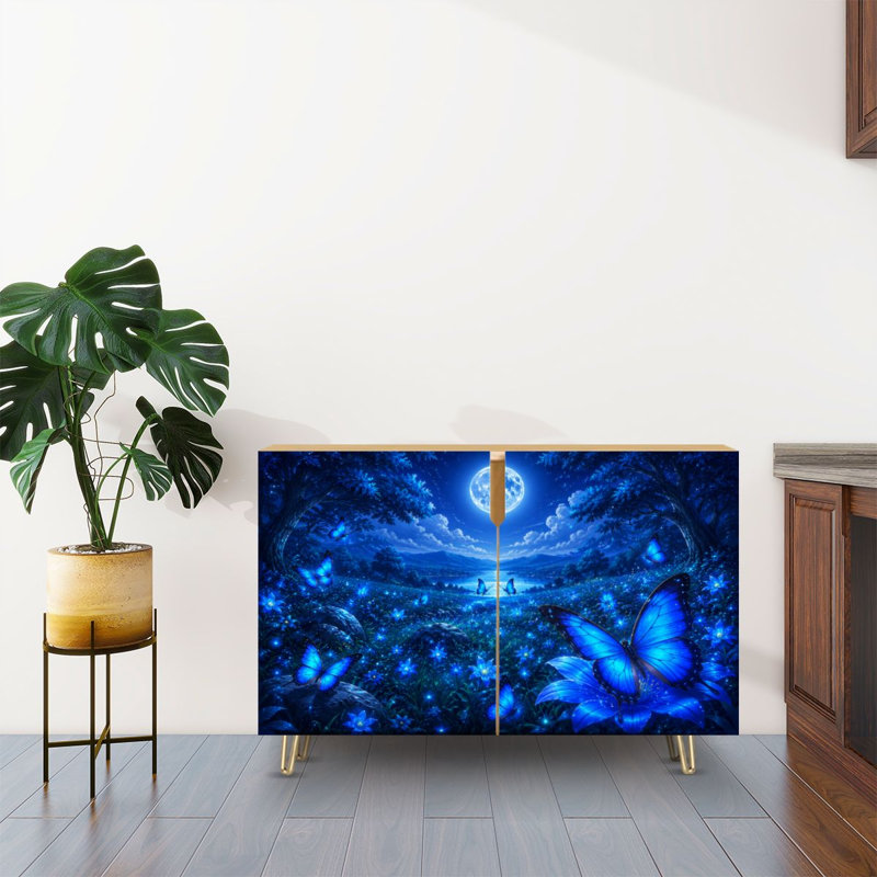 Buffet Buffet avec rangement Mystical Blue Butterfly
