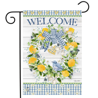 Drapeau de jardin Bluebird Lemon Wreath