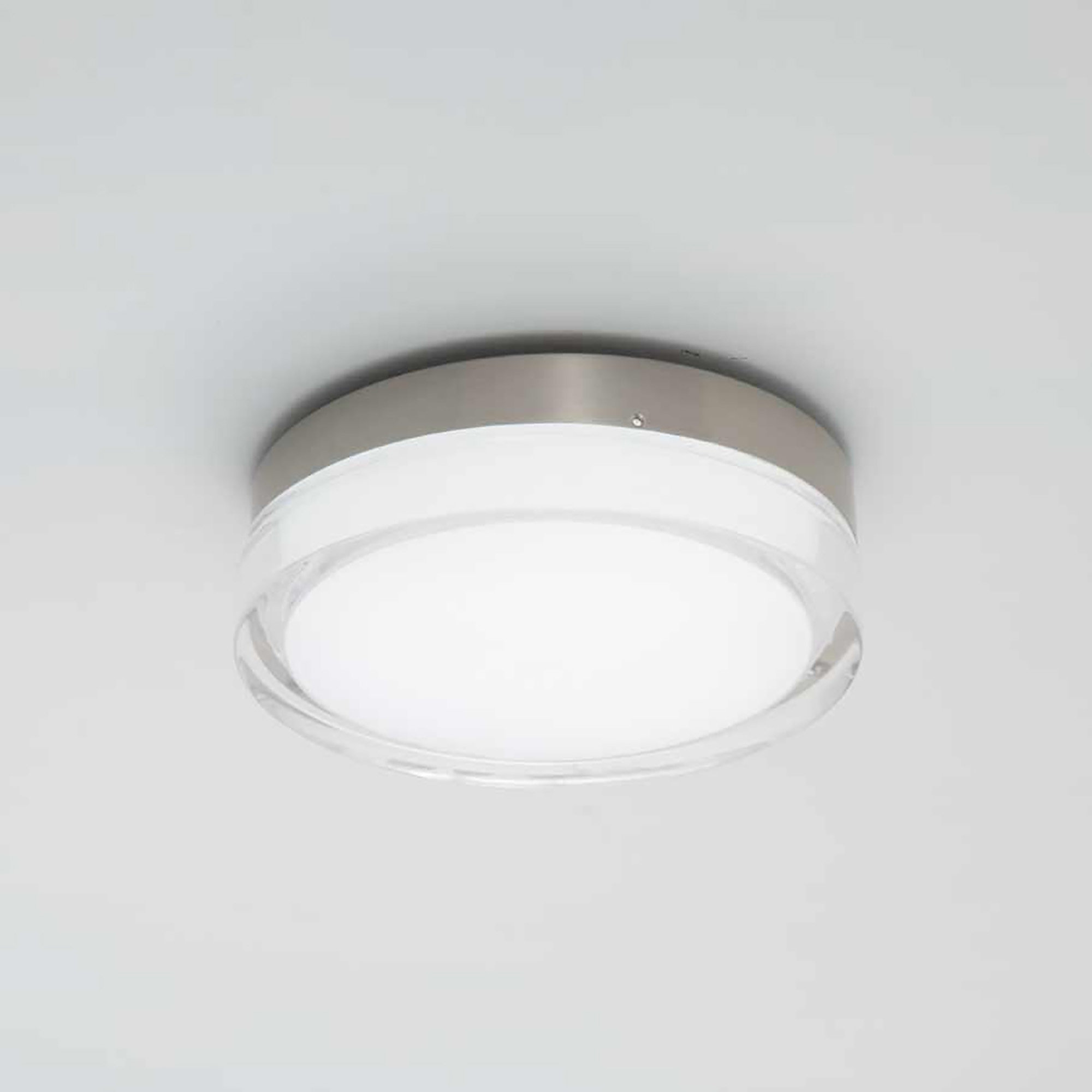 Pi LED Dimmable Round Flush Mount, 2.5" H x 8.88" W x 8.88" D, Stainless Steel, 3500K