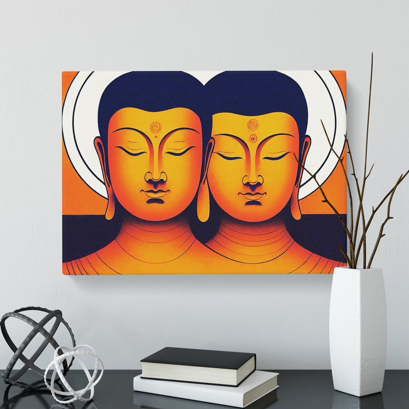 Two Buddha - Wrapped Canvas, 40cm H x 60cm W x 3cm D