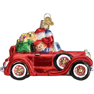 Old World Christmas Blown Glass Ornament for Christmas Tree, Santa In Antique Car
