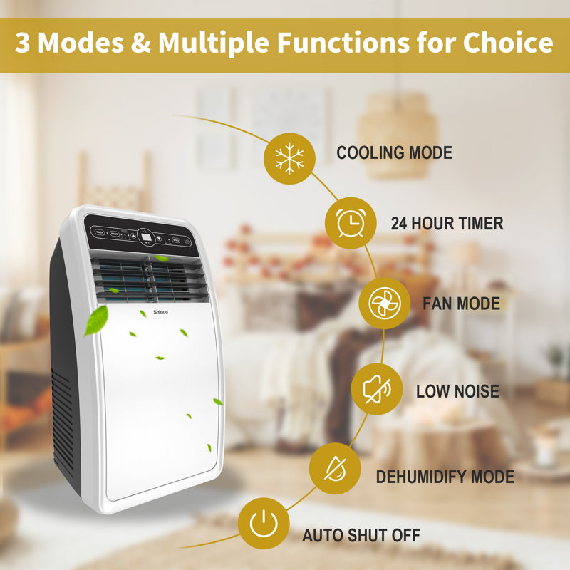 Shinco 8,000 BTU White Portable Air Conditioner with Remote