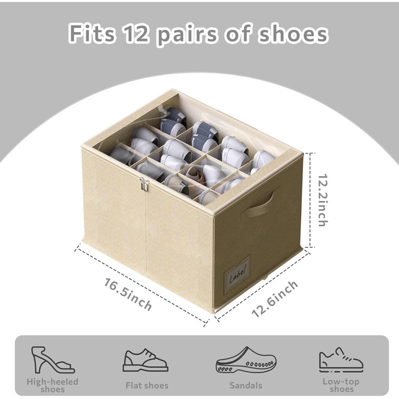 Ensemble de 2 range-chaussures pour garde-robe beige