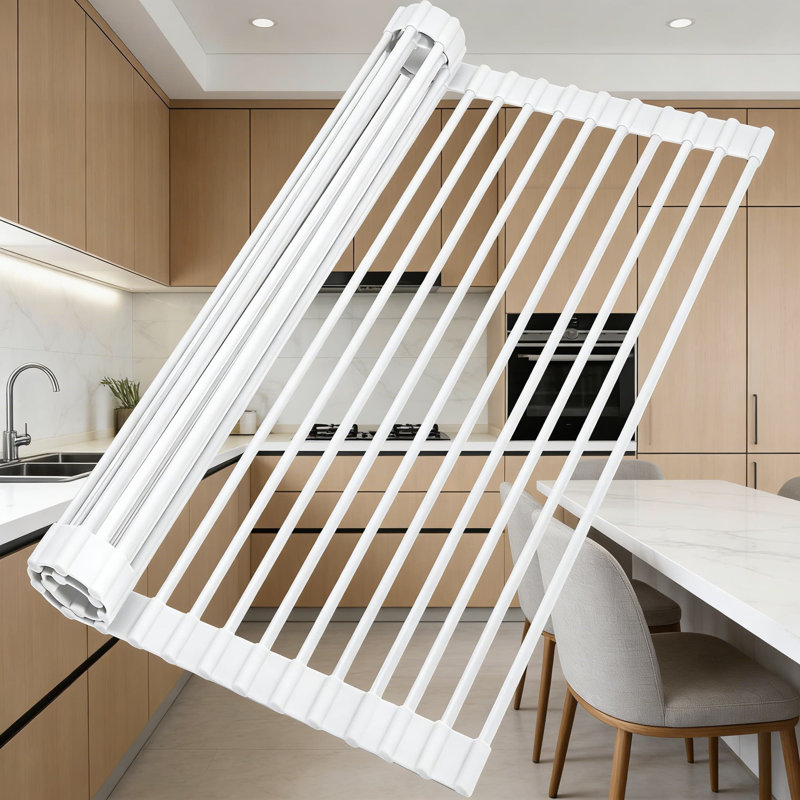 Égouttoir à vaisselle en silicone au-dessus de l'évier, tapis égouttoir pliable antidérapant, sous-plat résistant à la chaleur et organisateur de comptoir de cuisine polyvalent