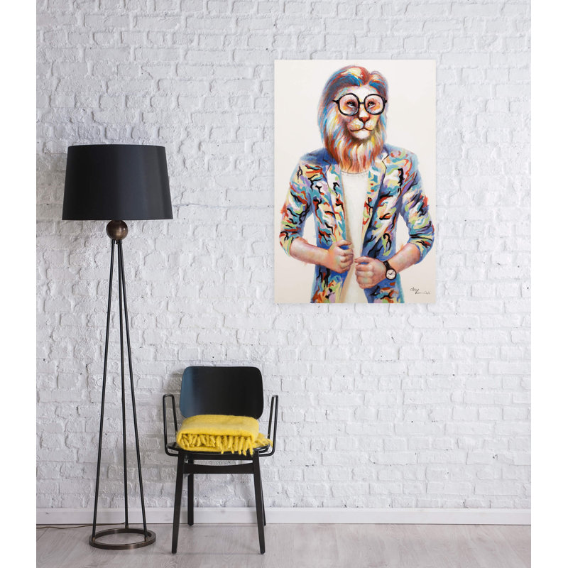 Hipster Lion Acrylic Painting