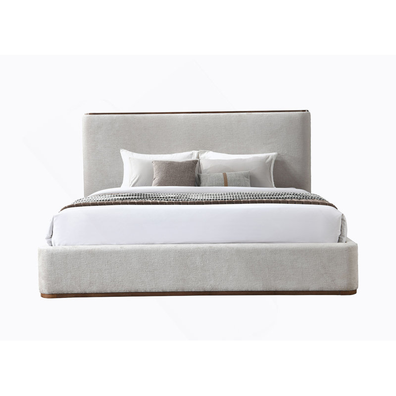 Grand lit Orane en tissu gris