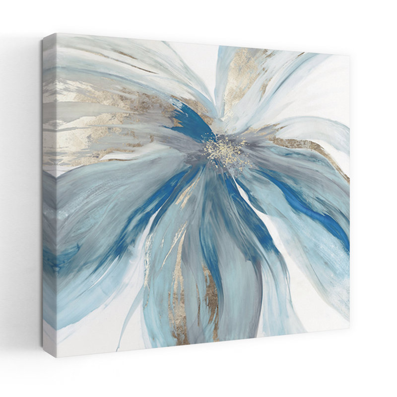 Bleu monarque I, art moderne abstrait élégant, H 32 po x l 32 po