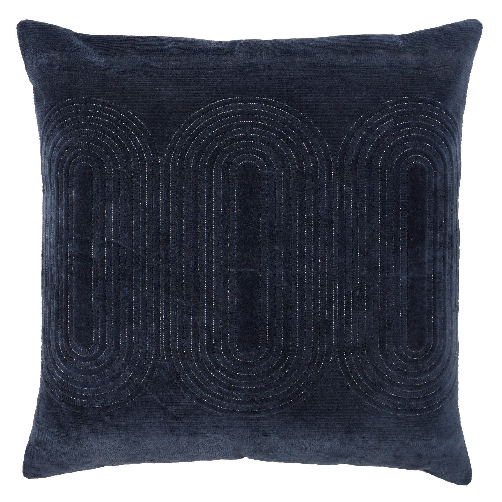 Ramona Square Cotton Pillow Cover & Insert, 100% Polyester, Mood Indigo/Silver/Ensign Blue