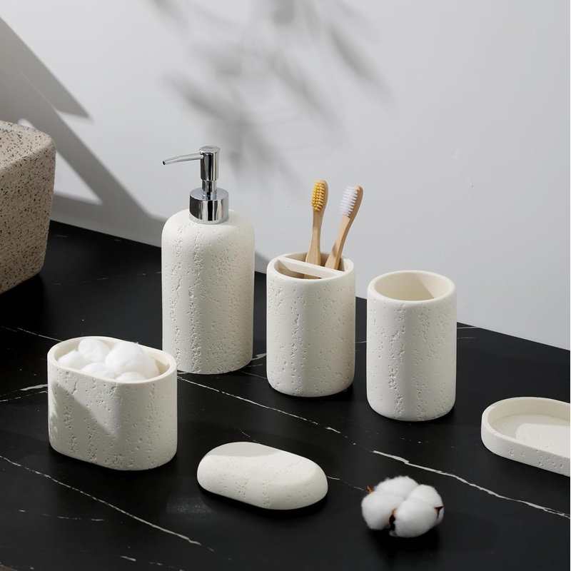 Ensemble d'accessoires de salle de bain 5 pièces avec distributeur de savon