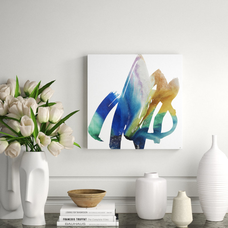 Scripted 4 Painting by Jennifer Hollack Raboin, 27" H x 27" W x 2.25" D, Gold Frame Canvas